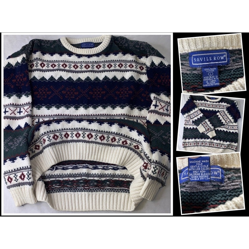 VTG Nordic Crewneck Sweater Holiday Adirondack Ragg Mens Loose Large Fit XL USA